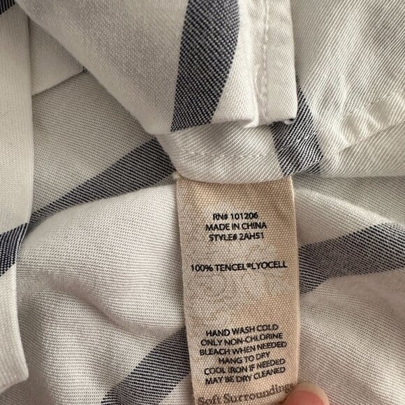 Soft Surroundings Washed Tencel Tunic Assymetrical Blouse SMALL Striped - Picture 4 of 9